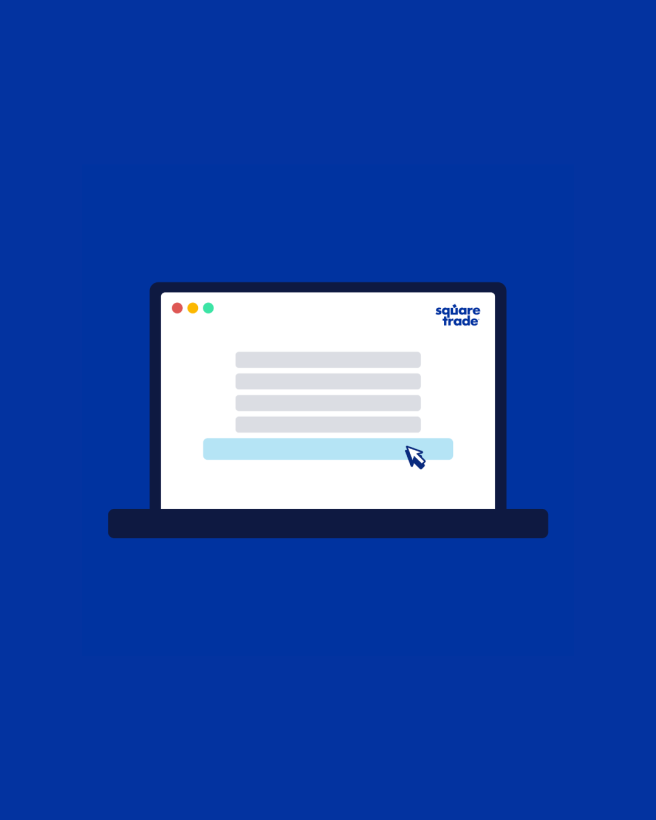 Bærbar computer, der viser SquareTrade supportcentrets webside